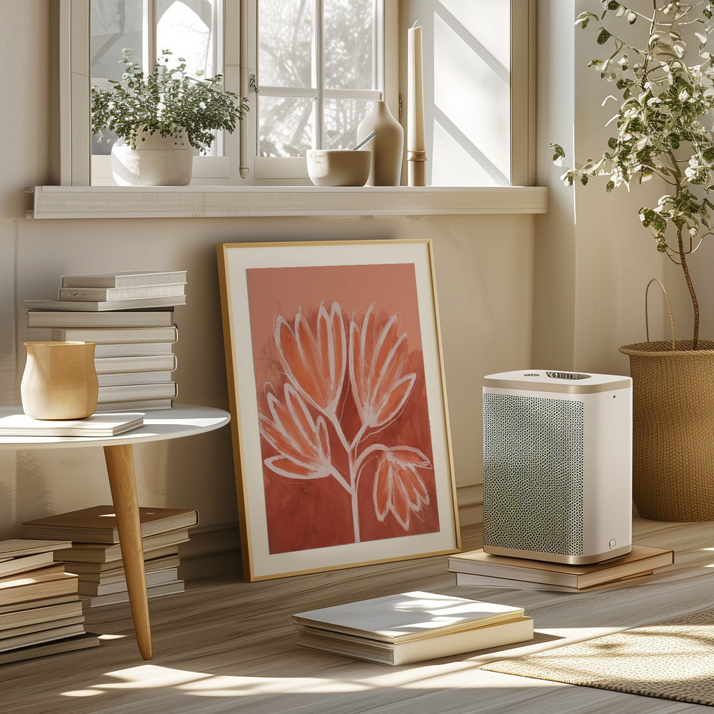 Peachy Flowers Poster